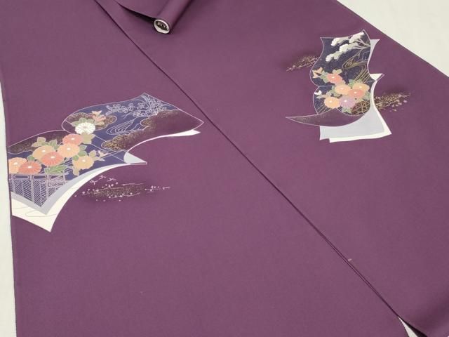 平和屋着物▼中国三大刺繍　相良刺繍　付下げ　反物　着尺　冊子籬草花文　暈し染め　金彩　逸品　未使用　DABK9277zy