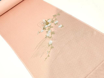 平和屋着物▼付下げ　反物　着尺　刺繍　色紙草花文　暈し染め　金銀彩　逸品　未使用　DABK9284zy