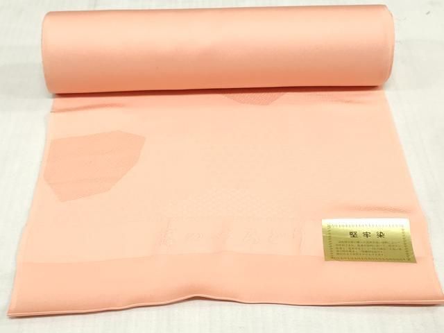 平和屋着物▼色無地　反物　着尺　堅牢染　吉祥花地紋　穴色　八掛付き　逸品　未使用　DABK9290zy