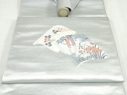 平和屋着物▼西陣　よこくに織物謹製　名古屋帯　帯反物　冊子花文　証紙付き　逸品　未使用　DABK9318zy