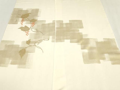 平和屋着物●付下げ　反物　着尺　竹屋町刺繍　葡萄蔦の葉文　金彩　逸品　未使用　DABK9326zy