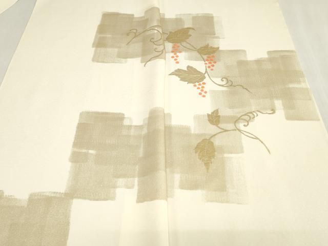 平和屋着物●付下げ　反物　着尺　竹屋町刺繍　葡萄蔦の葉文　金彩　逸品　未使用　DABK9326zy
