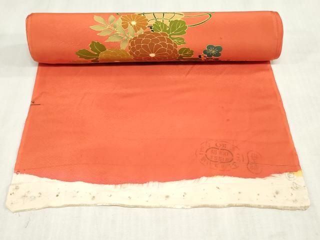 平和屋着物▼付下げ　反物　着尺　刺繍　花車文　金彩　逸品　未使用　DABK9327zy