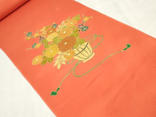 平和屋着物▼付下げ　反物　着尺　刺繍　花車文　金彩　逸品　未使用　DABK9327zy