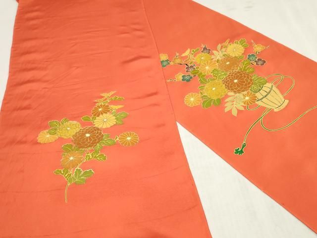 平和屋着物▼付下げ　反物　着尺　刺繍　花車文　金彩　逸品　未使用　DABK9327zy