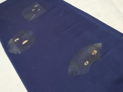 平和屋着物▼端切れ　ハギレ　リメイク　解き反物　裁断済み　刺繍　雪輪草花文　金彩　逸品　DABK9329zy