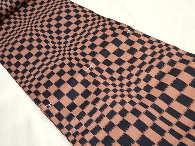 平和屋着物●小紋　反物　着尺　変わり格子文　東レシルック　洗える着物　未使用　DABK9352zy