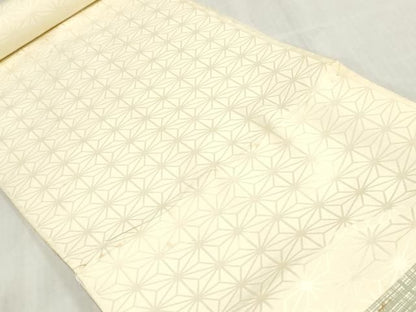 平和屋着物▼長襦袢　反物　着尺　麻の葉地紋　生成り色　逸品　未使用　DABK9353zy