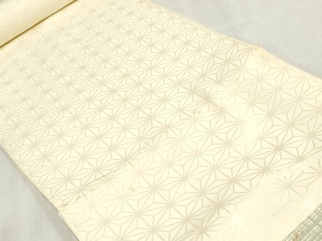 平和屋着物▼長襦袢　反物　着尺　麻の葉地紋　生成り色　逸品　未使用　DABK9353zy