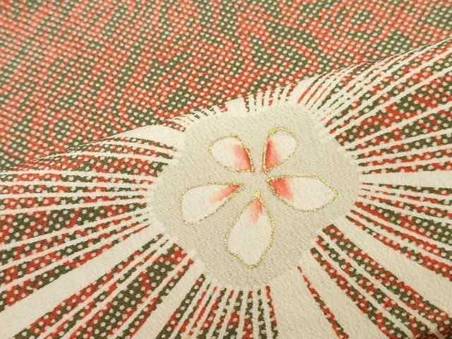 平和屋着物▽羽織・コート　解き反物　羽尺　スリーシーズン　春夏秋　塵除け　舞花文　金彩　逸品　DABK9448zy