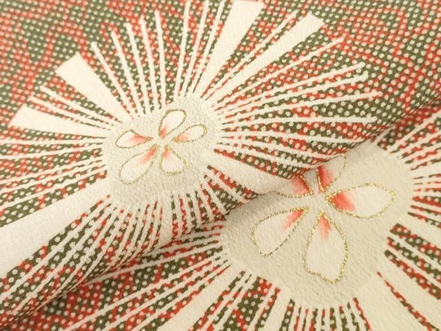 平和屋着物▽羽織・コート　解き反物　羽尺　スリーシーズン　春夏秋　塵除け　舞花文　金彩　逸品　DABK9448zy
