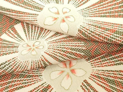 平和屋着物▽羽織・コート　解き反物　羽尺　スリーシーズン　春夏秋　塵除け　舞花文　金彩　逸品　DABK9448zy