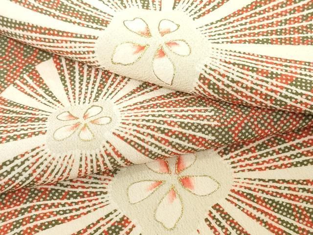 平和屋着物▽羽織・コート　解き反物　羽尺　スリーシーズン　春夏秋　塵除け　舞花文　金彩　逸品　DABK9448zy