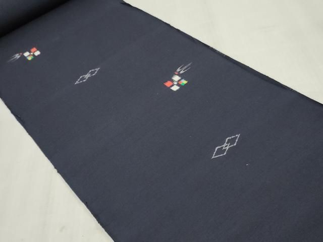 平和屋着物▼紬　反物　着尺　紗羅仙　絣文様　証紙付き　逸品　未使用　DABK9499zy