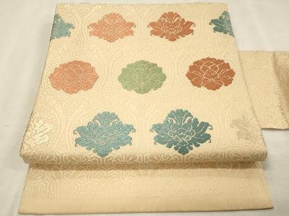 平和屋着物◎九寸名古屋帯　唐織　舞花文　正絹　逸品　DABK9542cd