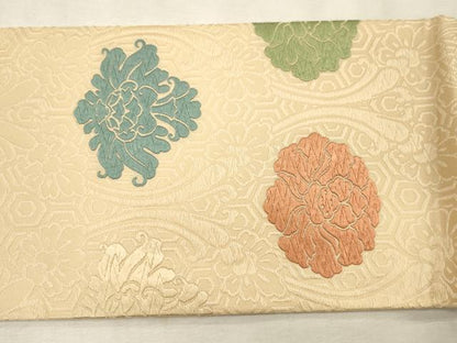平和屋着物◎九寸名古屋帯　唐織　舞花文　正絹　逸品　DABK9542cd