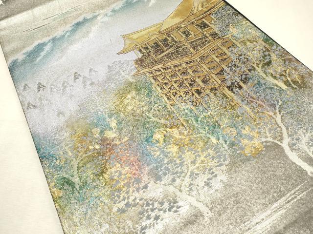 平和屋着物◎六通柄袋帯　風景文　金銀糸　左袖前　正絹　逸品　DABK9545cd