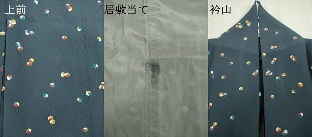 平和屋着物▽上質な小紋　単衣　色紙文　金彩　正絹　逸品　DABK9626cd