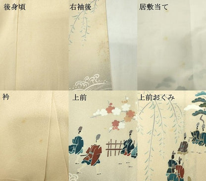 平和屋着物▽訪問着　単衣　人物文　暈し染め　正絹　逸品　DABK9627cd