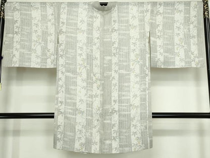 平和屋着物▽長羽織　スリーシーズン　春夏秋　塵除け　枝花文　正絹　逸品　DABK9632cd