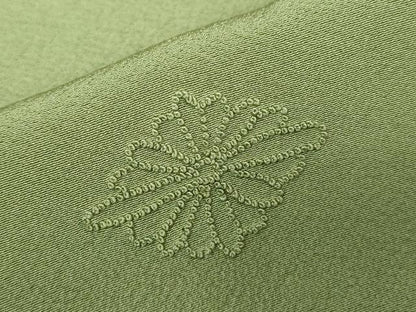 平和屋着物▽中国三大刺繍　相良刺繍　総刺繍　無地絵羽訪問着　単衣　菱花文　山葵色　正絹　逸品　DABK9667cd
