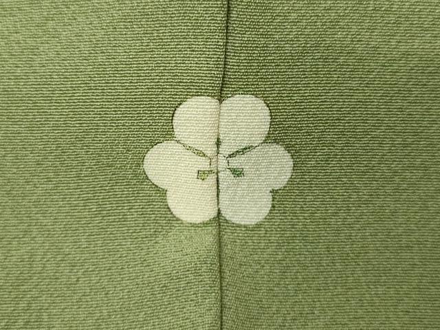 平和屋着物▽中国三大刺繍　相良刺繍　総刺繍　無地絵羽訪問着　単衣　菱花文　山葵色　正絹　逸品　DABK9667cd