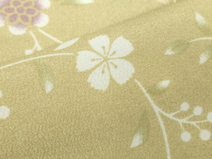 平和屋着物▽小紋　単衣　枝花文　洗える着物　未使用　DABK9678cd