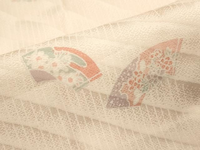 平和屋着物■長襦袢　袷　地紙花文　半衿刺繍　正絹　逸品　DABK9768cd