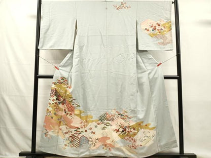 平和屋着物■訪問着　吉祥飛鶴花文　金彩　正絹　逸品　DABK9771cd