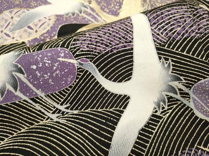 平和屋着物■豪華黒留袖　駒刺繍　吉祥飛鶴文　金銀彩　正絹　逸品　DABK9773cd