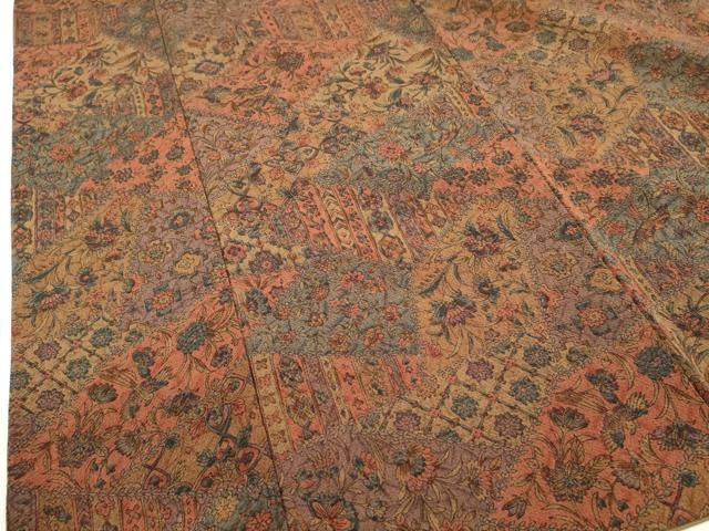平和屋着物■上質な小紋　更紗花鳥文　鬼しぼ縮緬　正絹　逸品　DABK9777cd