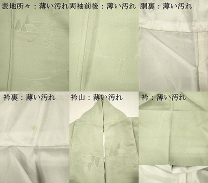 平和屋着物■上質な色無地　風景地紋　若芽色　正絹　逸品　DABK9778cd