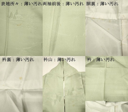 平和屋着物■上質な色無地　風景地紋　若芽色　正絹　逸品　DABK9778cd