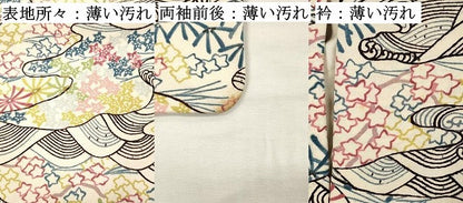 平和屋着物■上質な小紋　荒波花文　正絹　逸品　DABK9788cd