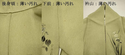 平和屋着物■訪問着　手描き　草花文　鬼しぼ縮緬　正絹　逸品　DABK9801cd