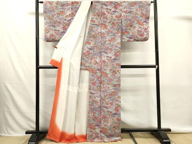 平和屋着物■上質な小紋　型染め　花鳥文　正絹　逸品　DABK9802cd