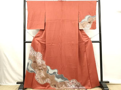 平和屋着物■訪問着　絞り　草花文　金彩　正絹　逸品　DABK9803cd