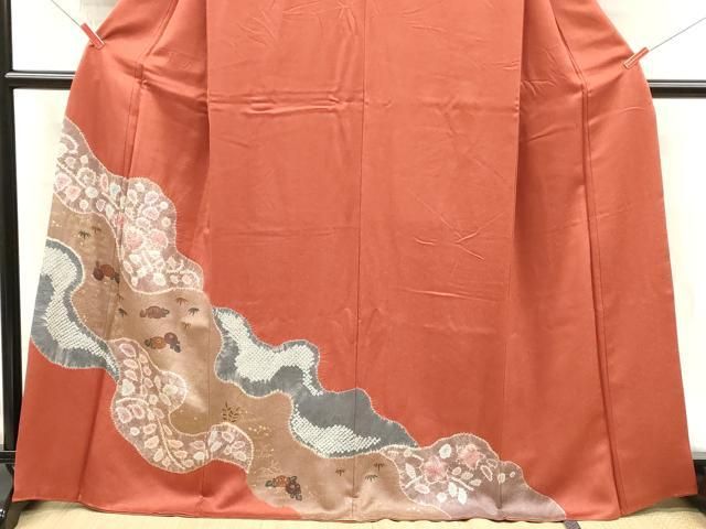 平和屋着物■訪問着　絞り　草花文　金彩　正絹　逸品　DABK9803cd