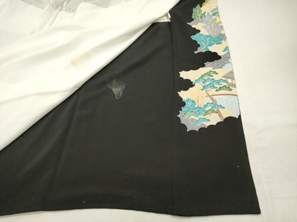 平和屋着物■豪華黒留袖　友禅　作家物　風景文　正絹　逸品　DABK9811cd