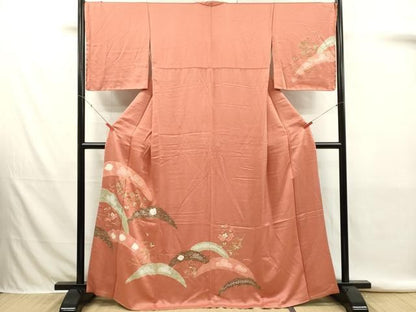 平和屋着物■訪問着　絞り　刺繍　草花文　金彩　正絹　逸品　DABK9813cd