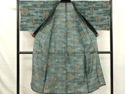 平和屋着物■男性　長襦袢　単衣　将棋　正絹　逸品　DABK9818cd