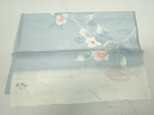 平和屋着物▽上質な小紋　単衣　地紋起こし　枝花文　反端付き　正絹　逸品　DABK9952cd