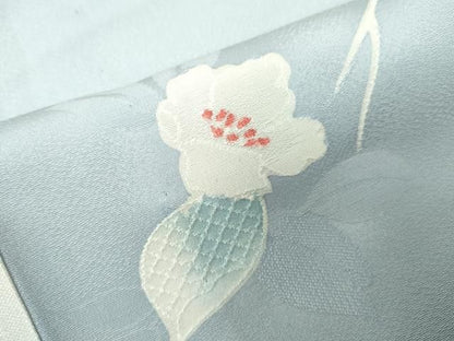 平和屋着物▽上質な小紋　単衣　地紋起こし　枝花文　反端付き　正絹　逸品　DABK9952cd