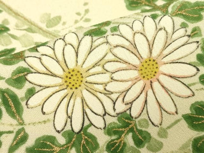 平和屋着物▽上質な小紋　単衣　手描き　草花文　暈し染め　金彩　正絹　逸品　DABK9959cd