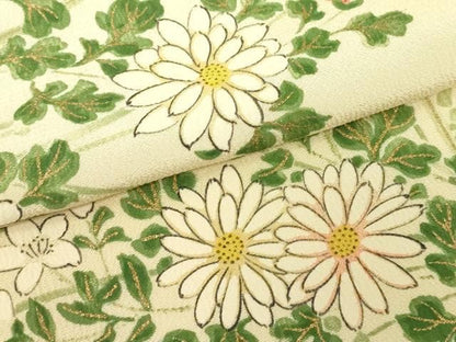 平和屋着物▽上質な小紋　単衣　手描き　草花文　暈し染め　金彩　正絹　逸品　DABK9959cd