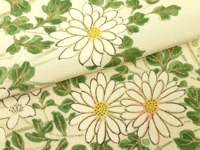 平和屋着物▽上質な小紋　単衣　手描き　草花文　暈し染め　金彩　正絹　逸品　DABK9959cd