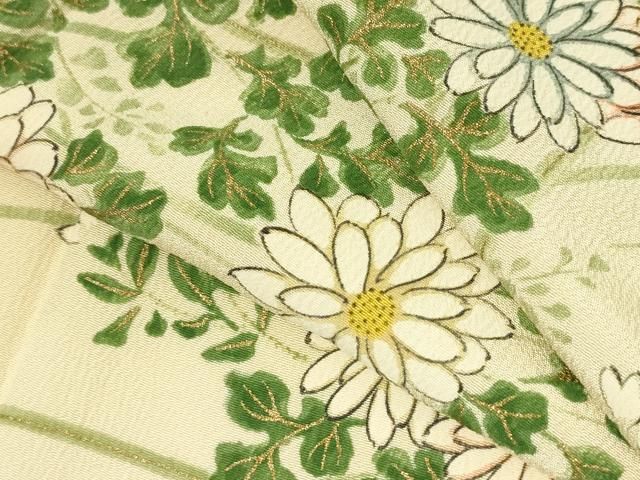 平和屋着物▽上質な小紋　単衣　手描き　草花文　暈し染め　金彩　正絹　逸品　DABK9959cd
