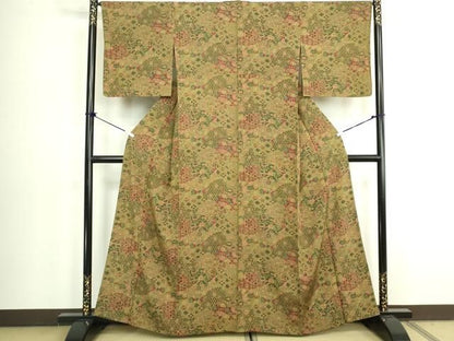 平和屋着物▽上質な小紋　単衣　吉祥花文　正絹　逸品　DABK9960cd