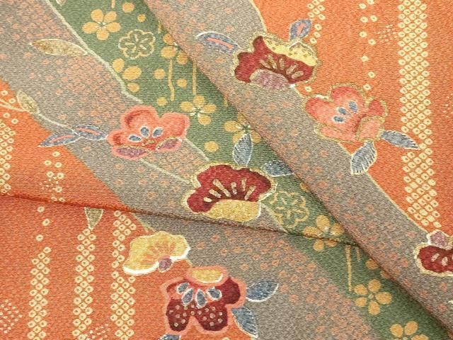 平和屋着物▽上質な小紋　単衣　道長花文　正絹　逸品　DABK9965cd
