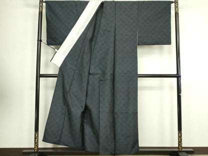 平和屋着物▽本場大島紬　単衣　麻の葉文様　正絹　逸品　DABK9967cd